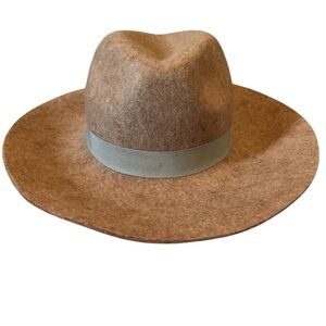 Banana Republic Tan Wool Boho Felt Fedora Floppy Hat w/grosgrain ribbon Size S/M
